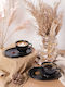 SteweHome Set Ceramic Black Coffee Cups 215ml 4 Pieces
