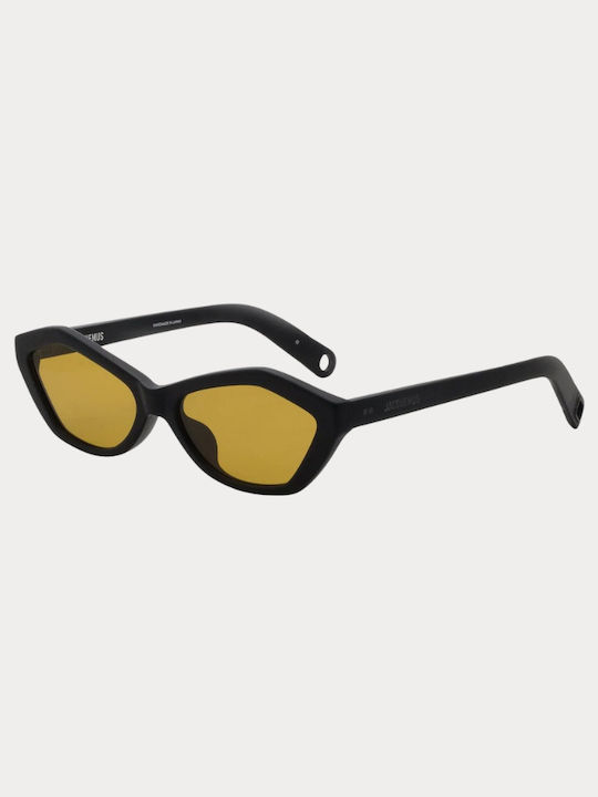 JACQUEMUS Women's Sunglasses with Black Horn-Rimmed Frame and Black Lens