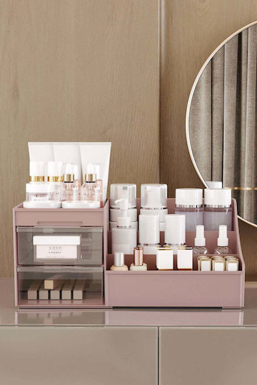 Stewehome Makeup Organizer Drawers Cosmetics Jewelry Perfumes Creams Serum Pink