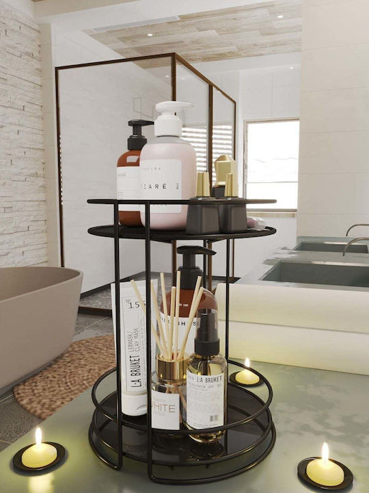Stewehome Double Metal Bathroom Organizer Cosmetics Jewelry Spices Yellow