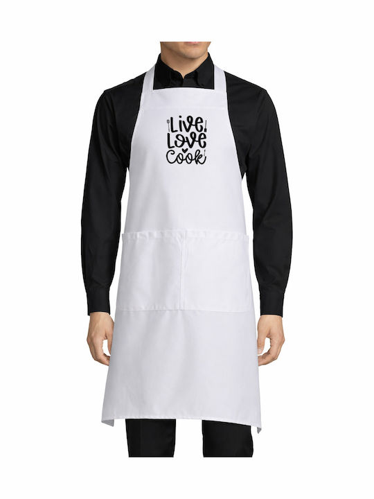 Pop Culture Live Love Cook White Kitchen Apron ...
