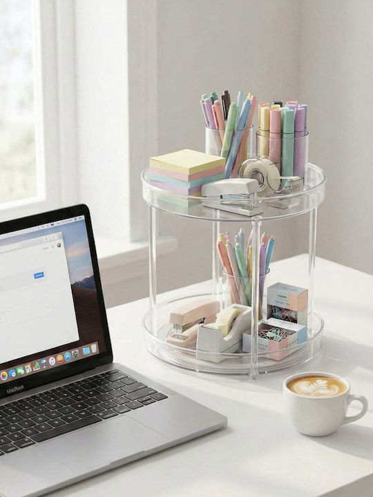 Stewehome Double Rotating Bathroom Kitchen Organizer Acrylic Transparent