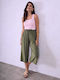 Celestino Zip-Culottes Baumwollstoff Loose Fit Khaki
