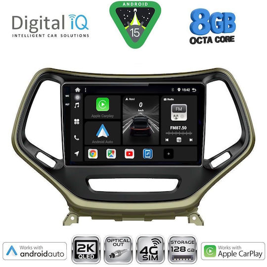 Digital IQ Car Audio System for Jeep Cherokee 2014 (Bluetooth/USB/WiFi/GPS/Apple CarPlay/Android Auto) with 10" Touch Screen