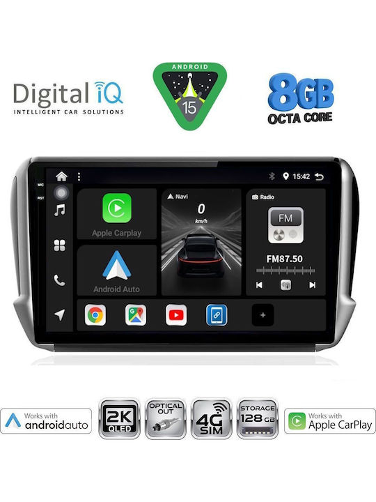 Digital IQ Car Audio System for Peugeot 2008 2012-2021 Bluetooth USB WiFi GPS Apple CarPlay Android Auto with 10" Touch Screen