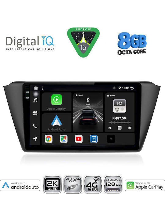 Digital IQ Car Audio System for Skoda Fabia 2015-2022 with Clima (Bluetooth/USB/WiFi/GPS/Apple CarPlay/Android Auto) with 9" Touch Screen