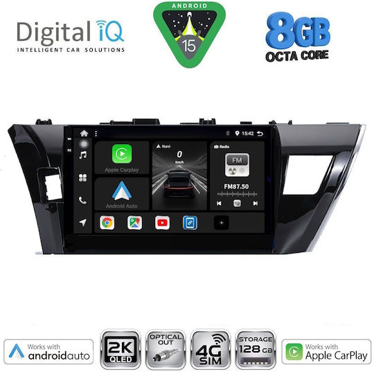 Digital IQ Car Audio System for Toyota Corolla 2013-2016 (Bluetooth/USB/WiFi/GPS/Apple CarPlay/Android Auto) with 10" Touch Screen