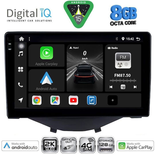 Digital IQ Ηχοσύστημα Αυτοκινήτου για Toyota Aygo 2014-2022 (Bluetooth/USB/WiFi/GPS/Apple-Carplay/Android-Auto) με Οθόνη Αφής 9"