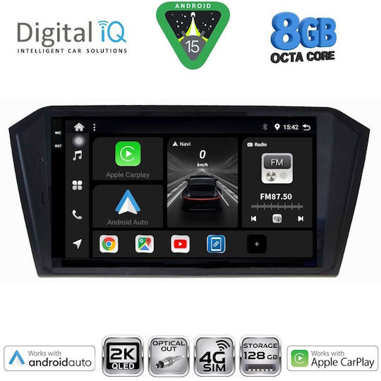 Digital IQ Car Audio System for Volkswagen Passat 2016-2023 with Clima Bluetooth USB WiFi GPS Apple CarPlay Android Auto with 10" Touch Screen