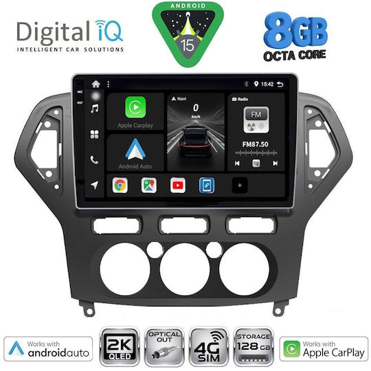 Digital IQ Ηχοσύστημα Αυτοκινήτου για Ford Mondeo 2007-2011 με A/C (Bluetooth/USB/WiFi/GPS/Apple-Carplay/Android-Auto) με Οθόνη Αφής 10"
