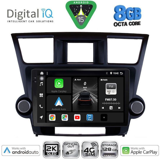 Digital IQ Ηχοσύστημα Αυτοκινήτου για Toyota Highlander 2008-2015 (Bluetooth/USB/WiFi/GPS/Apple-Carplay/Android-Auto) με Οθόνη Αφής 10"