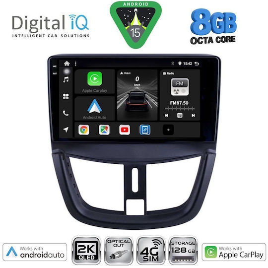 Digital IQ Car Audio System for Peugeot 207 2007-2014 Bluetooth USB WiFi GPS Apple CarPlay Android Auto with 9" Touch Screen