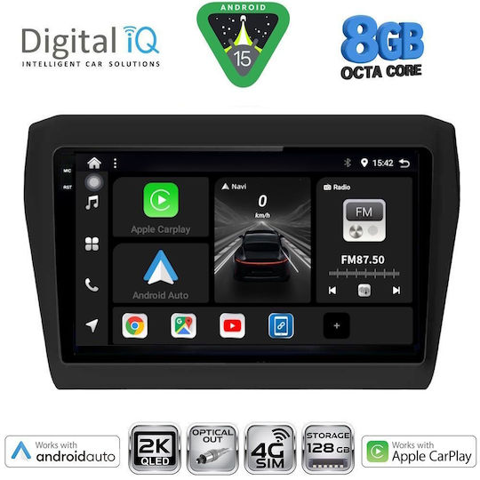 Digital IQ Ηχοσύστημα Αυτοκινήτου για Suzuki Swift 2017 (Bluetooth/USB/WiFi/GPS/Apple-Carplay/Android-Auto) με Οθόνη Αφής 9"