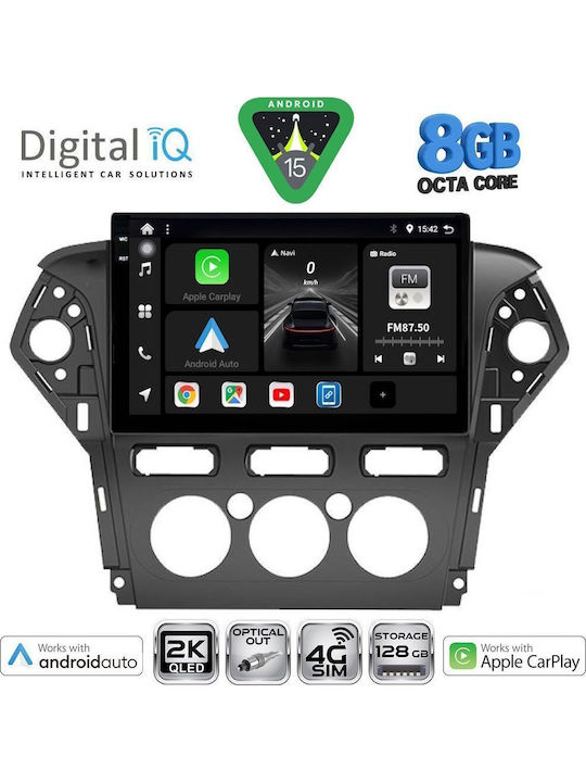 Digital IQ Car Audio System for Ford Mondeo 2011-2013 with A/C Bluetooth USB WiFi GPS Apple CarPlay Android Auto 10 Inch Touch Screen