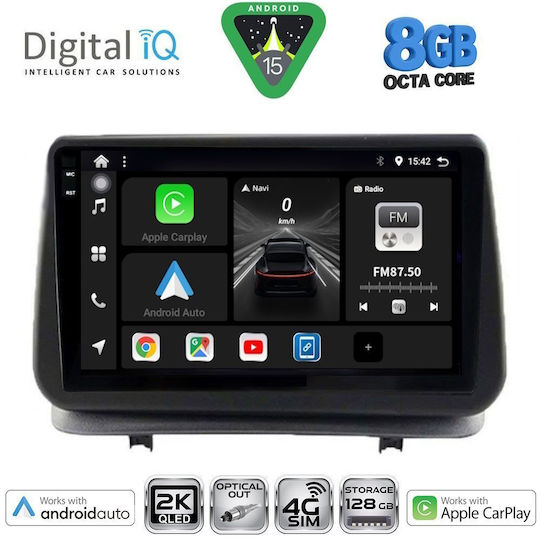 Digital IQ Car Audio System for Renault Clio 2005-2011 Bluetooth USB WiFi GPS Apple CarPlay Android Auto with 9" Touch Screen