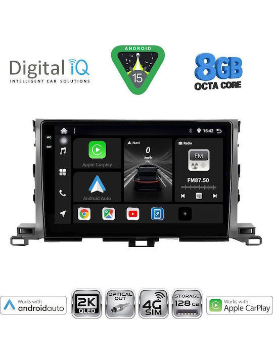 Digital IQ Car Audio System for Toyota Highlander 2014-2019 Bluetooth USB WiFi GPS Apple CarPlay Android Auto with 10" Touch Screen