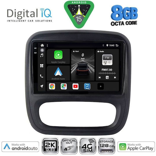 Digital IQ Car Audio System for Opel Vivaro Renault Trafic Nissan NV300 2014-2019 Bluetooth USB WiFi GPS Apple CarPlay Android Auto with 9" Touch Screen