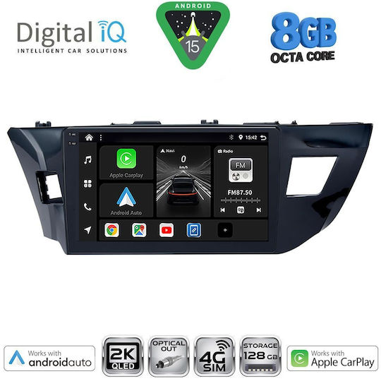 Digital IQ Car Audio System for Toyota Corolla 2013-2016 (Bluetooth/USB/WiFi/GPS/Apple CarPlay/Android Auto) with 10" Touch Screen
