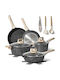 Just Perfecto Premium Kochgeschirr-Set aus Aluminiumguss Schwarz mit Keramik-Innenbeschichtung 5 Teile
