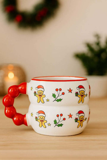 SteweHome Christmas Ceramic Red Mug 8.5x8.5cm 250ml