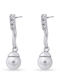 Ortaxidis White Gold 14K Dangle Earrings with Stones & Pearls