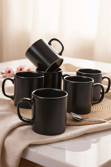 SteweHome Κούπα Κεραμική Μαύρη 345ml 6τμχ
