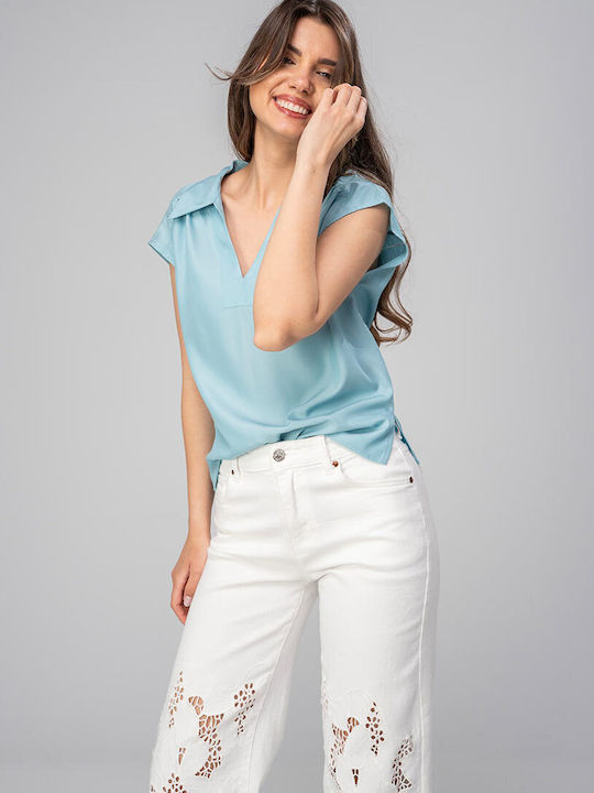 Hermosa Kara Bluza Damă Turcoaz