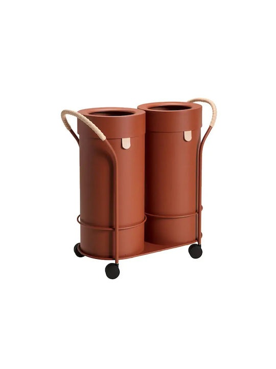 Premium Coș de Reciclare din Oțel Inoxidabil cu Roți Roșu 54lt