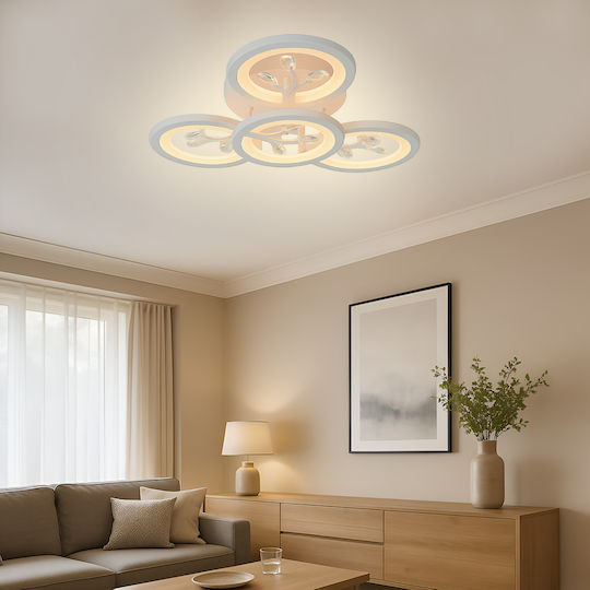 Alista Home Ceiling Flush Mount Light White with Integrated LED and Crystals and Remote Control