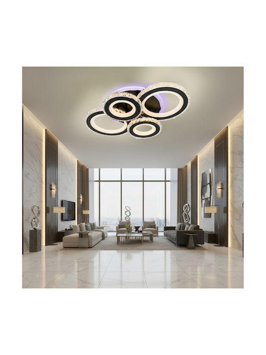 Alista Home Plafonieră de Tavan Neagră cu LED Integrat și Cristale și Telecomandă