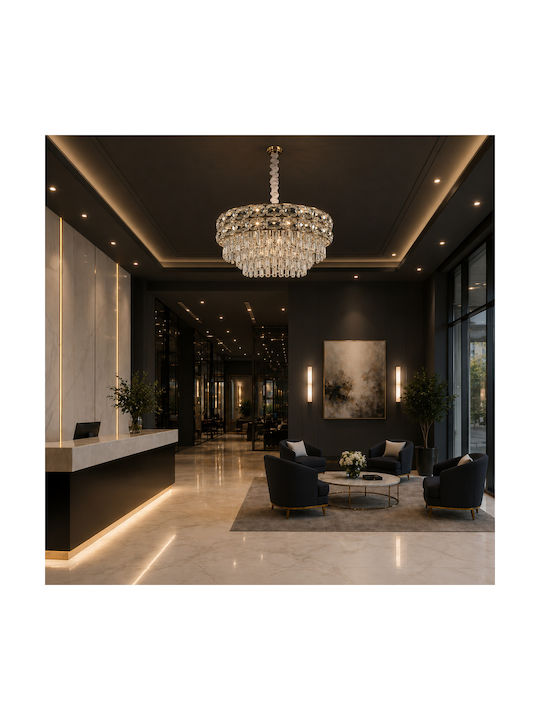Alista Home Πολυέλαιος 9xE14 Ø50cm με Κρύσταλλα Χρυσός AT1CT-IM1P-HT2L-CC5112/500GD