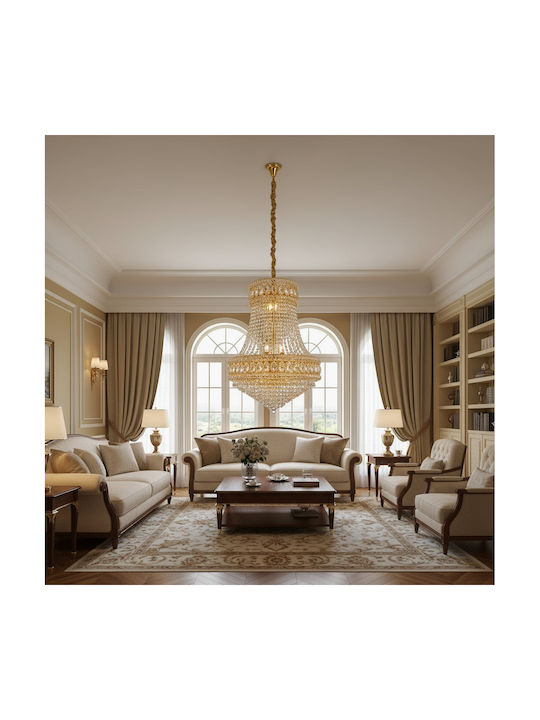 Alista Home Candelabru 10xE14 Ø50cm cu Cristale Auriu AT1CT-IM1P-HT2L-CC1066/500X750GD