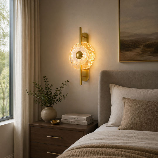 Alista Home Μοντέρνο Φωτιστικό Τοίχου με Ενσωματωμένο LED και Φυσικό Λευκό Φως Χρυσό