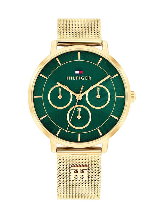 Tommy Hilfiger Tea Men's Battery Watch with Green Metal Bracelet