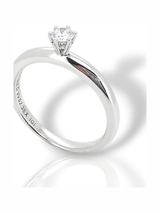 Mentzos Single Stone Ring In 18K White Gold With Diamond