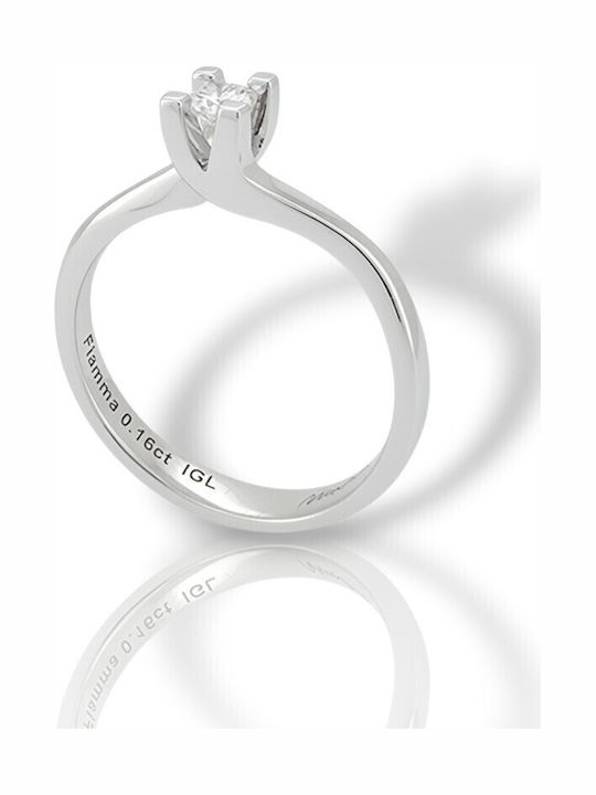 Mentzos Single Stone Ring In 18K White Gold With Diamond