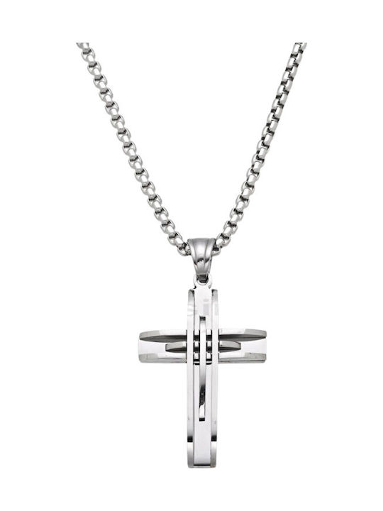Silver And More Мъжки Кръст от Стомана с Верига