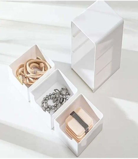 Stewehome Set 2 Piese Mini Organizator Cu 3 Sertare Organizator Multifuncțional Pentru Bijuterii Accesorii Alb
