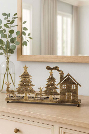SteweHome Christmas Metal Gold Candlestick