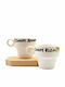 SteweHome Set Cesti Espresso Ceramice Bej 90ml 2 Bucăți