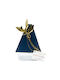 Epilekton-art 02-591 Handmade Tabletop Decor Triangle Medium Blue 3 Elm Leaves Gold 11x9