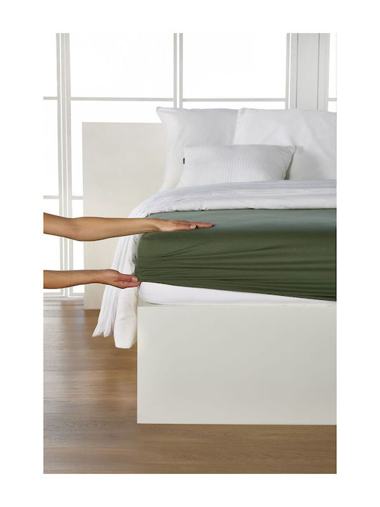 Living Home Double Bed Sheet With Rubber Hugger 160x200+30cm Blassgruen 0075