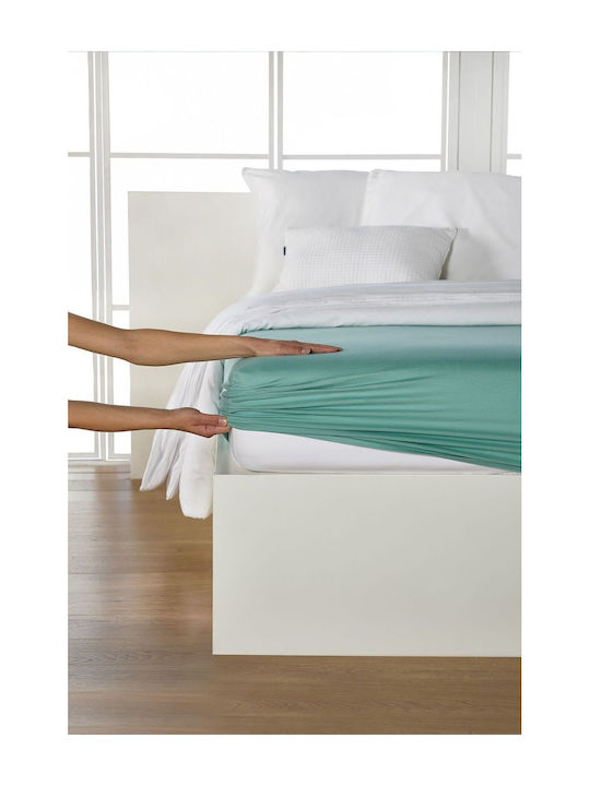Living Home Super-Double Bed Sheet With Rubber Hugger 160x200+30cm Aqua