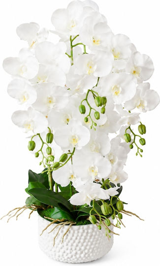 Decorative Artificial White Orchid 70cm Planter 87553-4