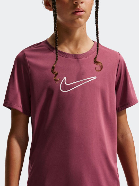 Nike Παιδικό Crop Top Dri-Fit Κοντομάνικο Pink ...