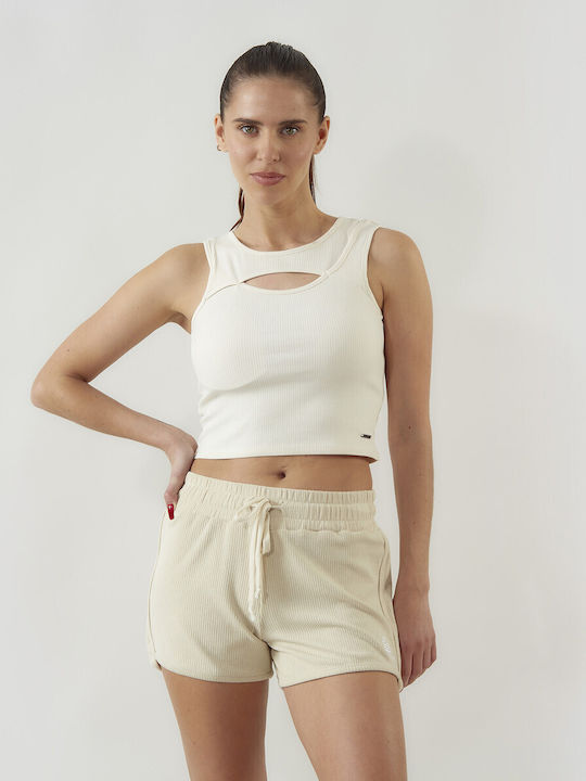 Admiral Γυναικείο Crop Top με Τιράντες Μπεζ