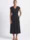 Sommer Midi Hemdkleid Schwarz