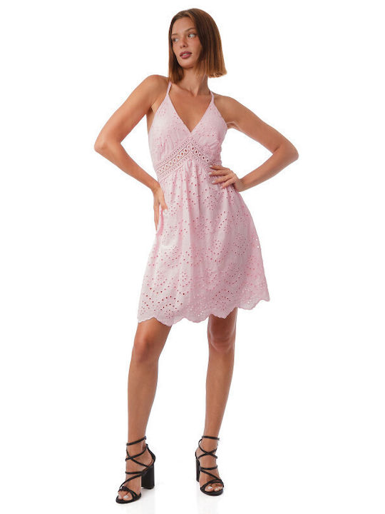 Sommer Mini Wickel Damenkleid Rosa