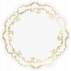 Paper Placemats Tableware Plate White Gold Communion Christening 6pcs