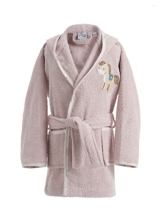 Vesta Home Baby Bathrobe Hooded Pony Pink